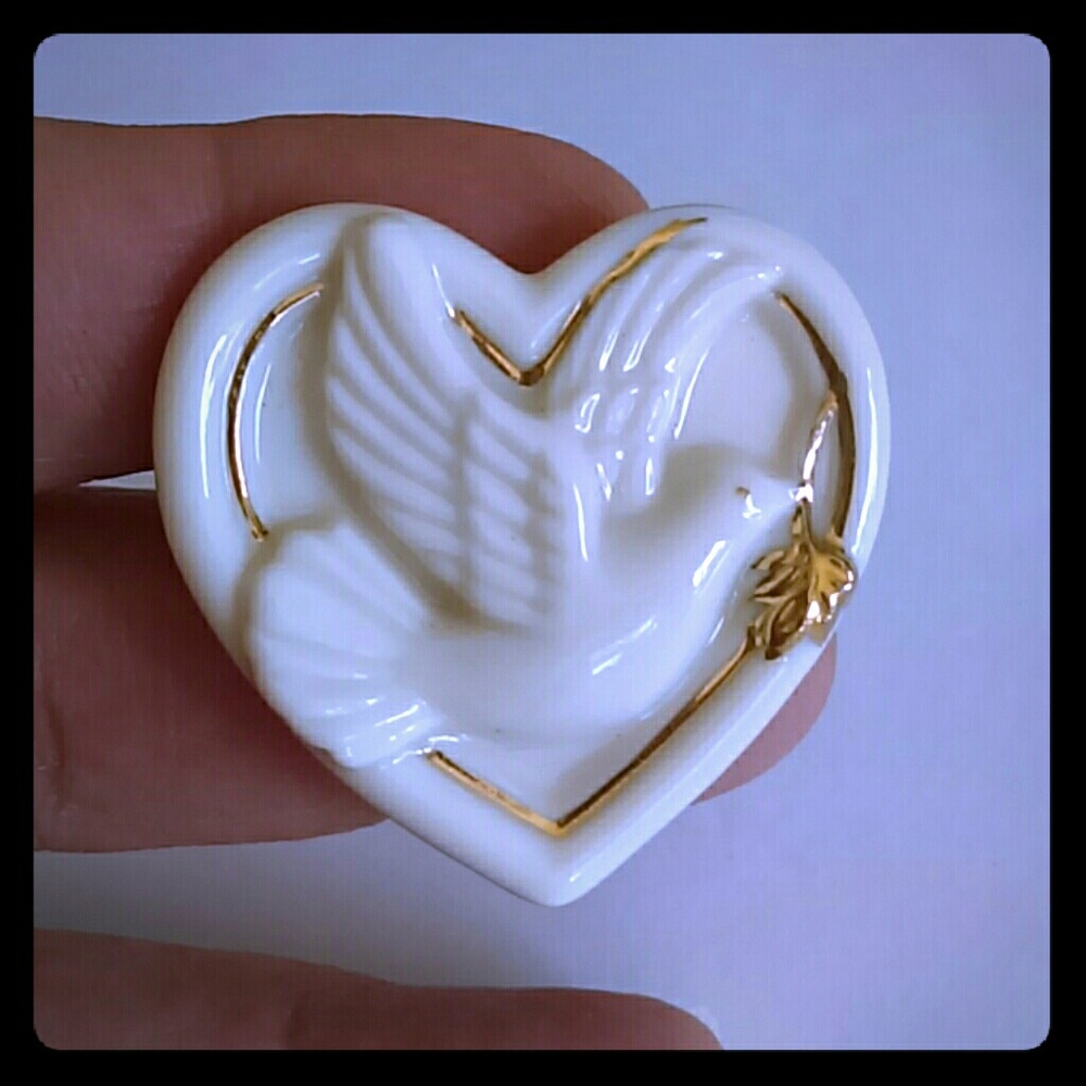 Vintage LENOX Dove Heart Brooch